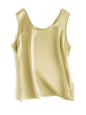 . Women Basic Cozy Tanks, 100%Real Silk, O Neck Sleeveless Chic T Shirt, 2025 Solid Summer Vests, White, Pink, Beige