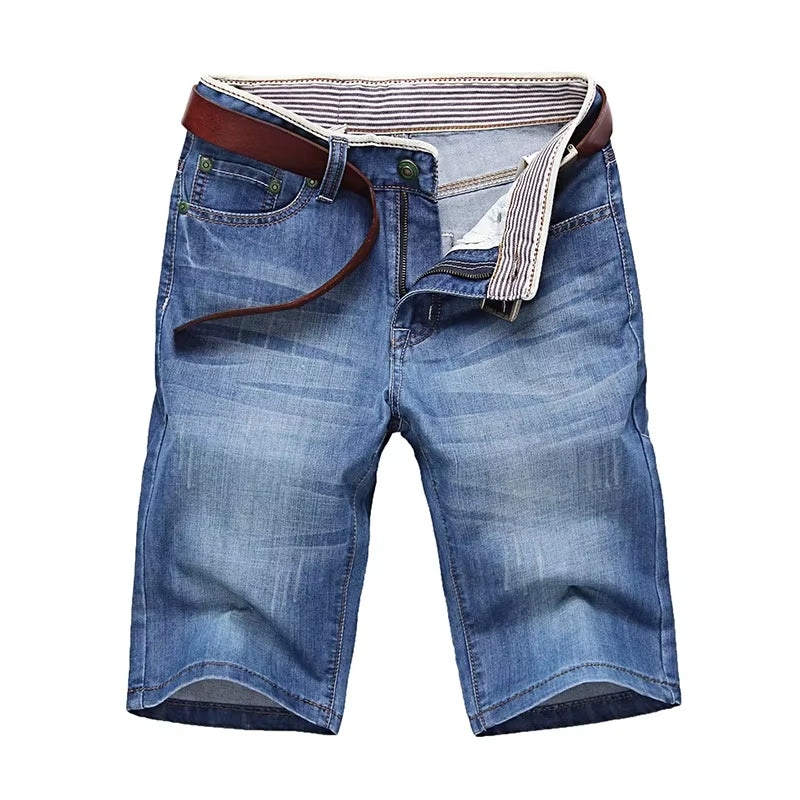 Summer Thin Denim Shorts for Men Good Quality Shorts Jeans Men Cotton Solid Straight Jeans Shorts Male Blue Casual Jeans Size 40