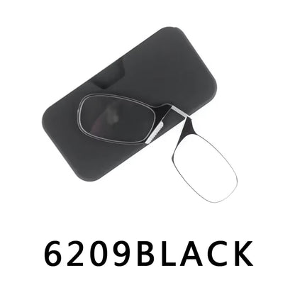 Nose Clip Reading Glasses Man High Quality Men Portable Foam Nose Glasses for Seniors Transparent Eyeglasses with Case
