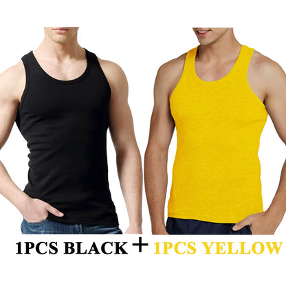 Tank Tops Men 100% Cotton Solid Vest Male Breathable Sleeveless Tops Slim Casual Gym Running Comfortable Undershirt Mens Gift