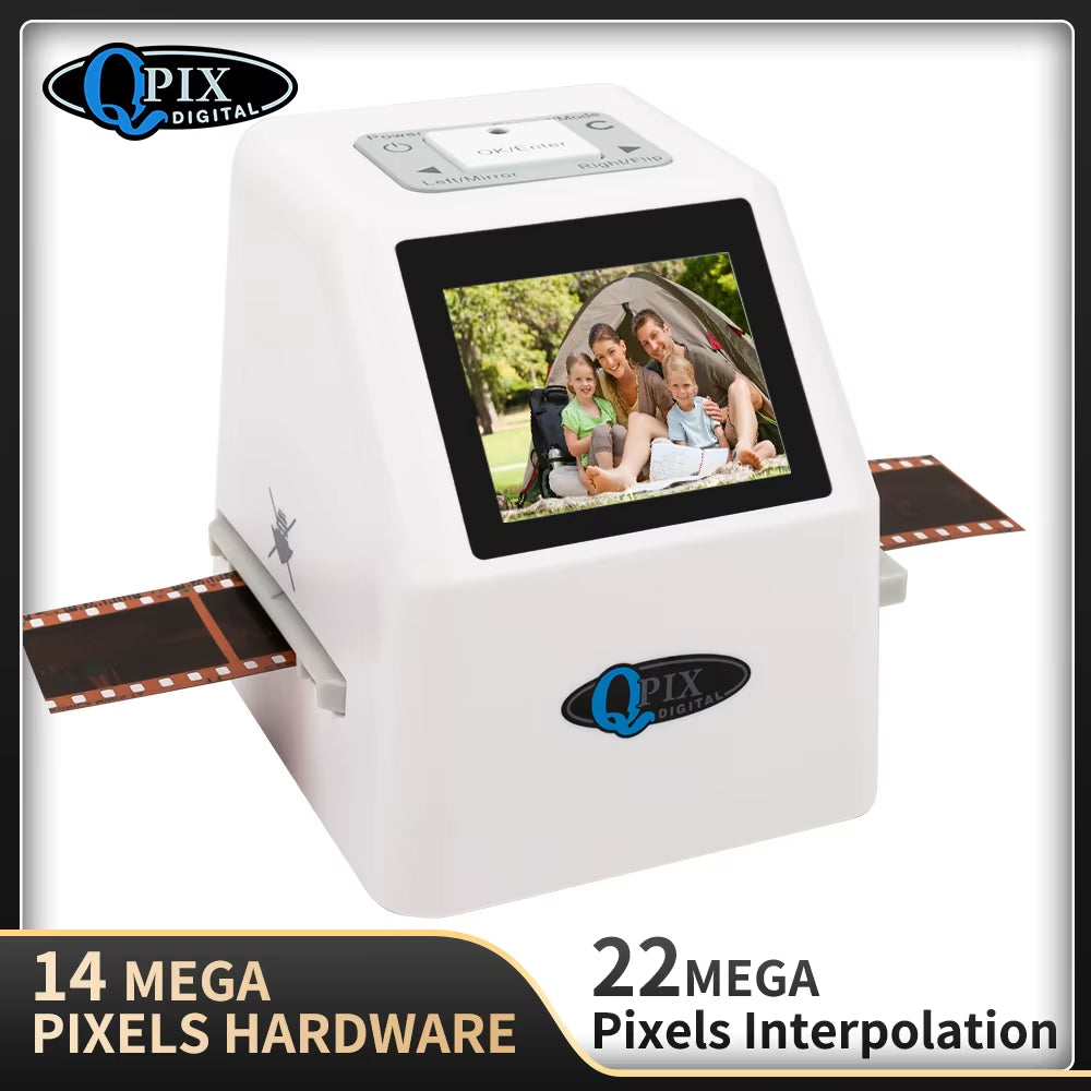 QPIX 22 MP 35Mm Portable Film Scanners 135 110 126KPK Super 8 Negative Slide Holder Photo Scanner Film Digital Converter