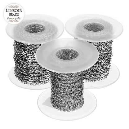 10 Yard/Lot 1Mm 1.5Mm 2Mm 2.5Mm 3Mm Stainless Steel Cable Chain Bulk for Rhodium Black Chain Necklace Diy Jewelry Materials