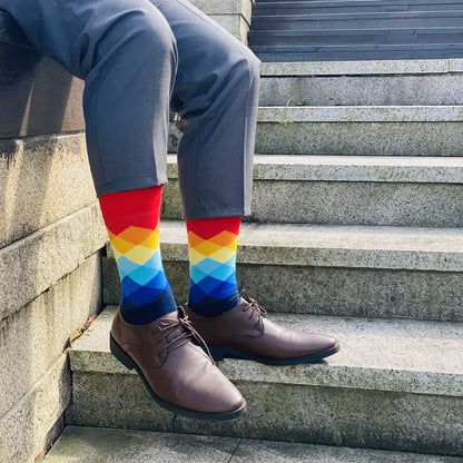 Men Socks Standard Casual Happy Socks High Quality Diamond Pattern Cotton Socks 10 Colors Couple Suit Men'S plus Size Socks