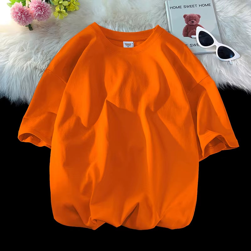 Oversized Summer Short Sleeve Men'S T Shirt New Fashion Solid Loose O-Neck T Shirts Mens Cotton Hip Hop Streetwear Top Tees 5XL