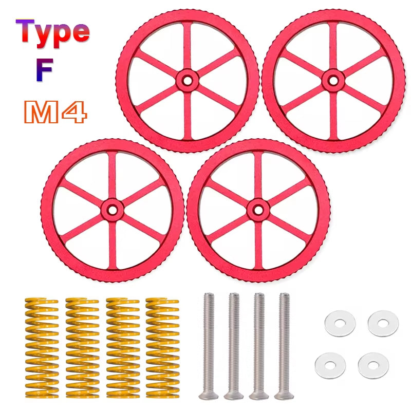 4PCS M3/M4 Screws Nuts Heat Bed Leveling Spring Knob Parts 3D Printers Print Platform Calibration Accessories