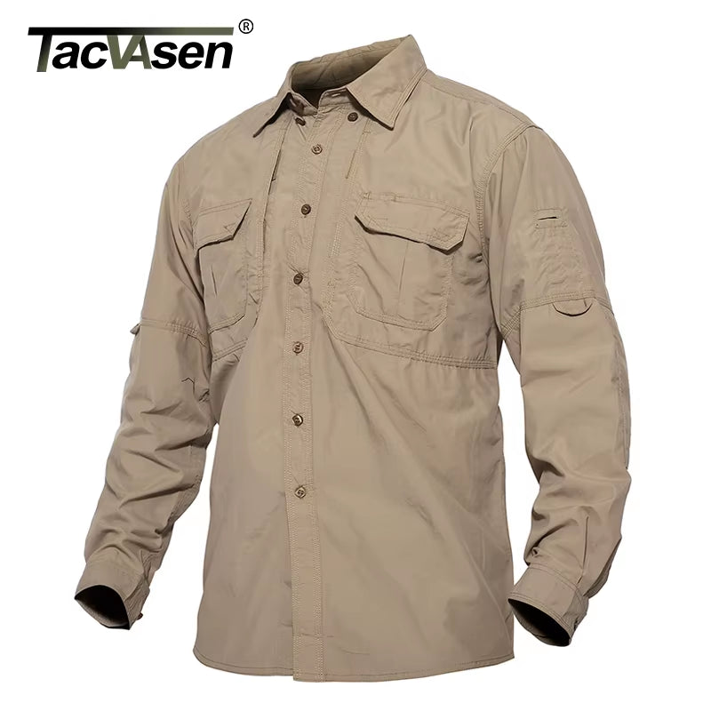 Mens Long Sleeve Shirts Summer Lightweight Quick Drying Shirt Hiking Nylon Shirts Long Sleeve Outdoor Work Cargo Shirts