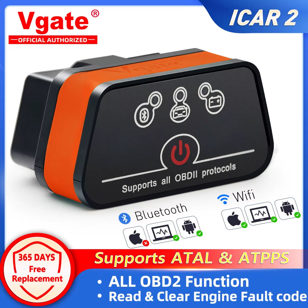 Icar2 Bluetooth Wifi ELM327 V2.1 Code Reader OBD2 Scanner ELM 327 Icar 2 Diagnostic Tool for Ios/Android/Pc Torque OBDII