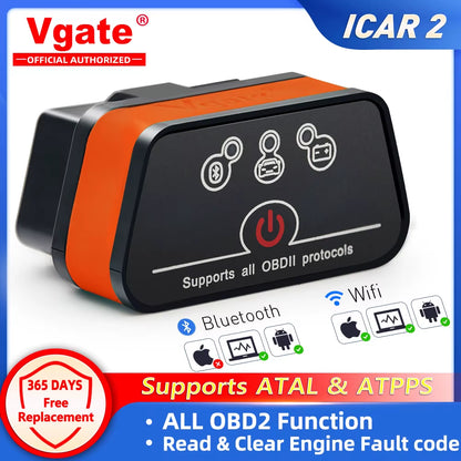 Icar2 Bluetooth Wifi ELM327 V2.1 Code Reader OBD2 Scanner ELM 327 Icar 2 Diagnostic Tool for Ios/Android/Pc Torque OBDII