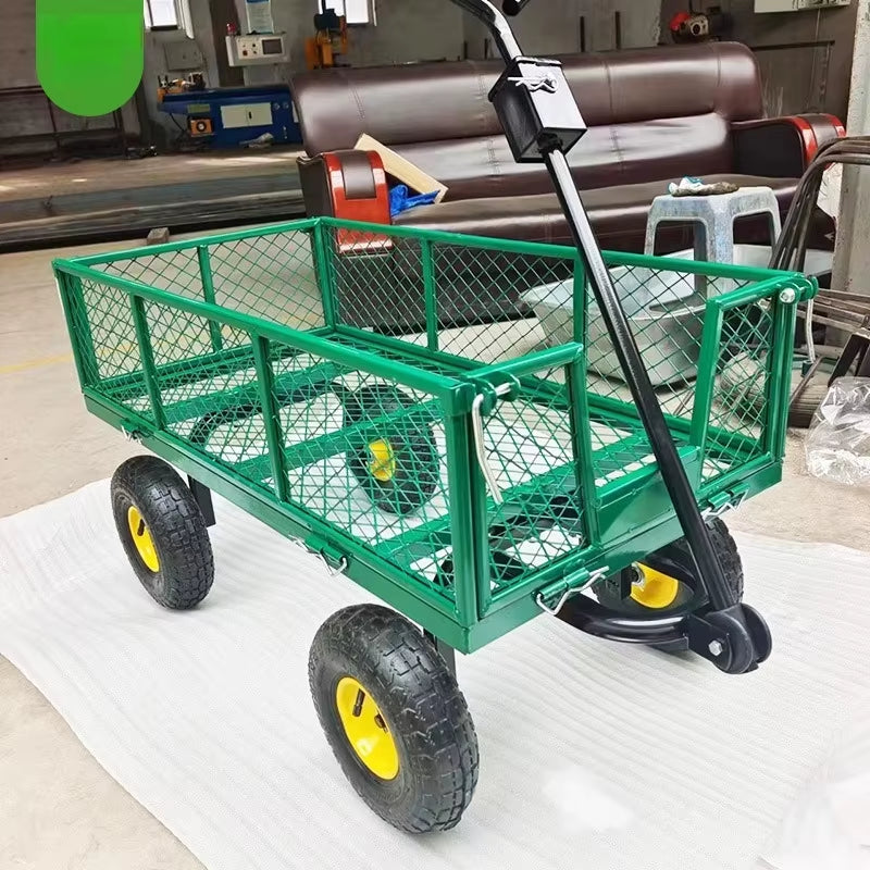 Net Car, Tool Car, Four-Wheel Trailer, Cargo Truck, Heavy-Duty Warehouse Handling Vehicle, Agricultural Handcart, Garden Net Car