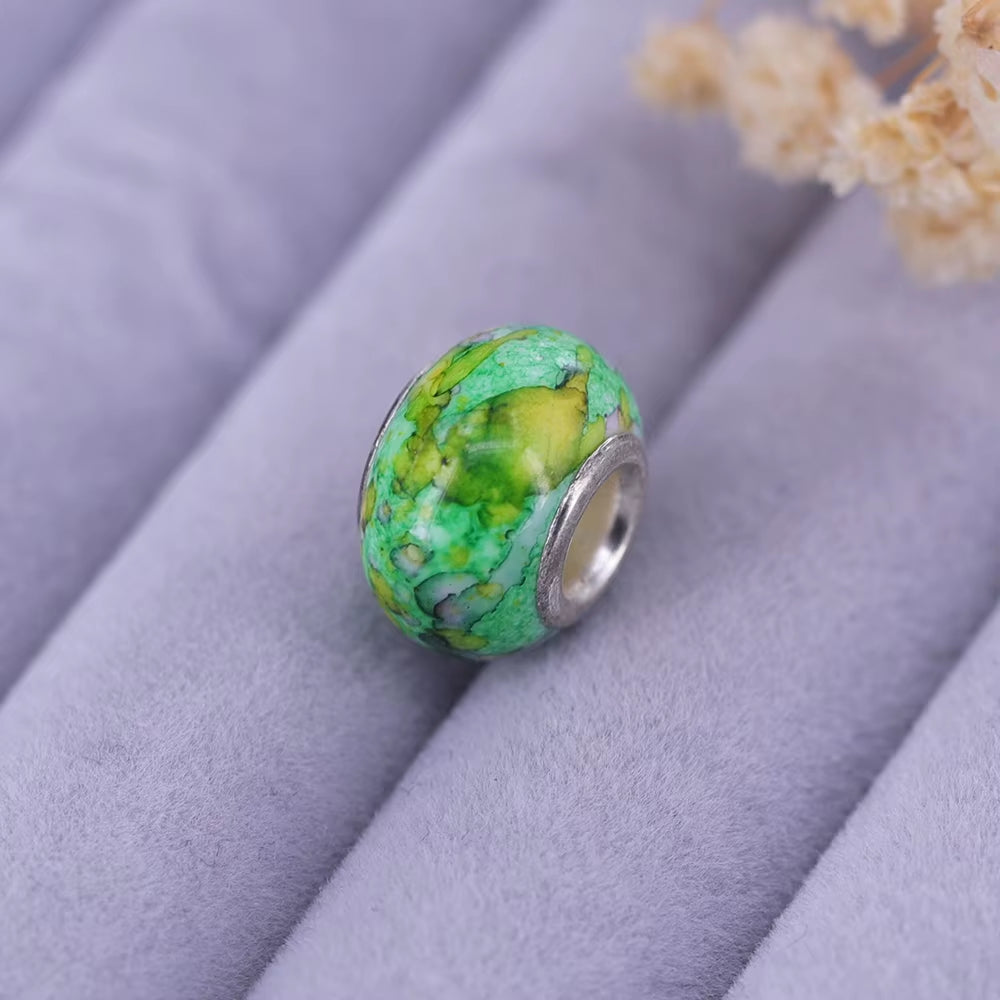 New European Colorful Lampwork Glass Bead Murano Plastic Aolly Charm Fit Pan Brand Bracelet Bangle Women DIY Jewelry Dropship