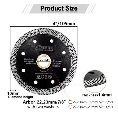 4/4.5/5Inch Diamond Cutting Disc Mesh Turbo Porcelain Tile Marble Stone Cutting Wheel Marble Circular Saw Blade Cutter