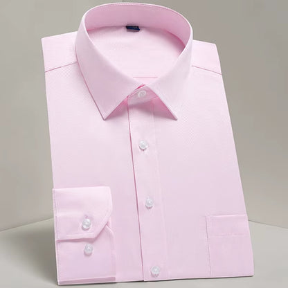 Men'S Classic Long Sleeve Standard-Fit Dress Shirts Formal Business Social Simple Basic Design White Work Office Casual Shirt