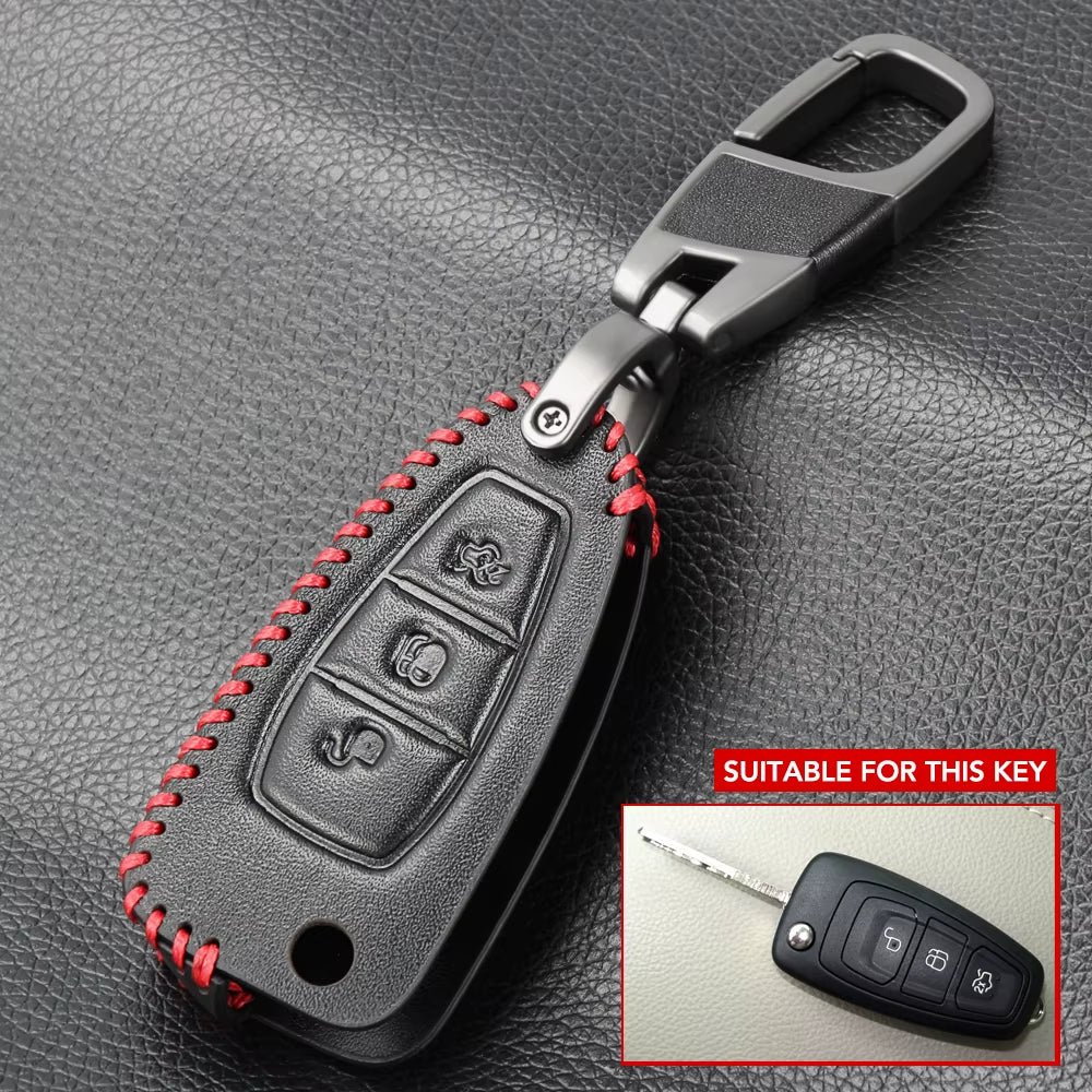 Car Styling Leather Key Chain Ring Cover Case Holder for Ford Focus 2 3 4 MK2 MK3 MK4 Kuga Edge Mondeo Fusion Ecosport Fiesta