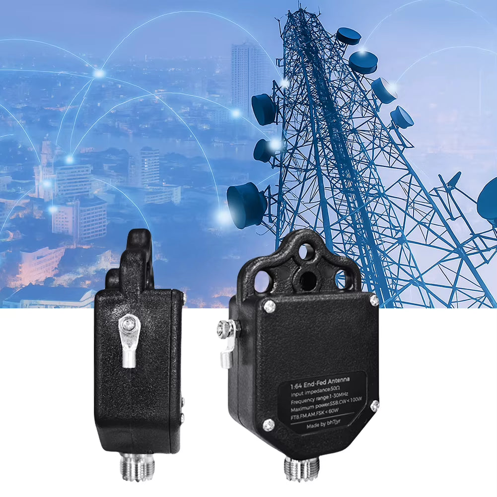 1:64 Balun End Fed Antenna 1Mhz to 30Mhz Portable 4-Band 8-Band HF End Fed Antenna 100W Power for Outdoor