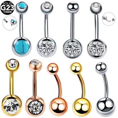1PC Titanium Navel Piercings Belly Button Rings 14G Curved Barbell Pircing Ombligo Nombril Navel Earrings Sexy Body Jewelry