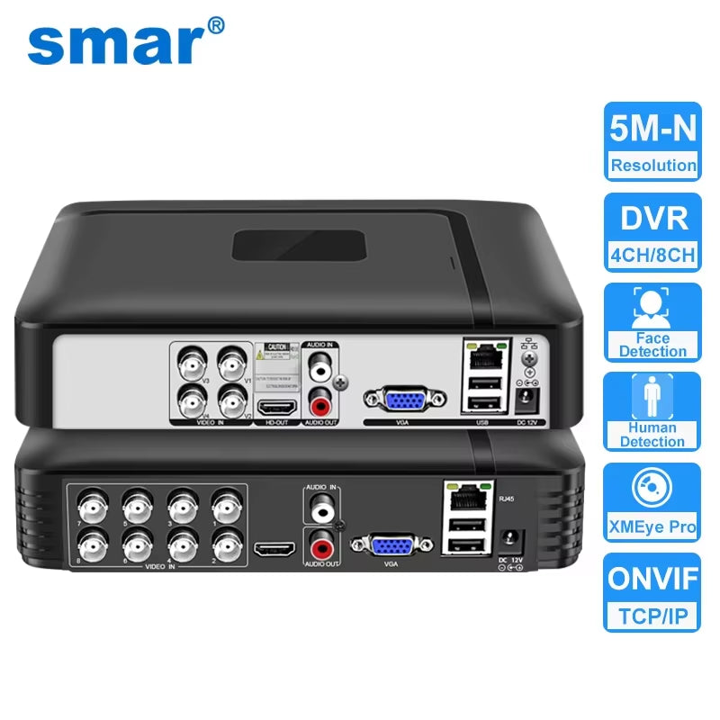 H.265 4CH/8CH CCTV DVR 5M-N 5 in 1 AHD CVI TVI CVBS IP Camera Hybrid Digital Video Recorder Home Security System Onvif NVR