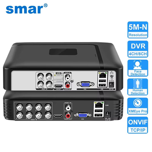H.265 4CH/8CH CCTV DVR 5M-N 5 in 1 AHD CVI TVI CVBS IP Camera Hybrid Digital Video Recorder Home Security System Onvif NVR