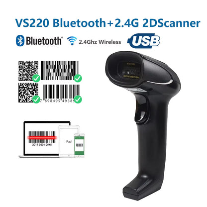 1D/2D Supermarket Handhel Barcode Bar Code Scanner Reader QR PDF417 Bluetooth 2.4G Wireless &Wired USB Platform