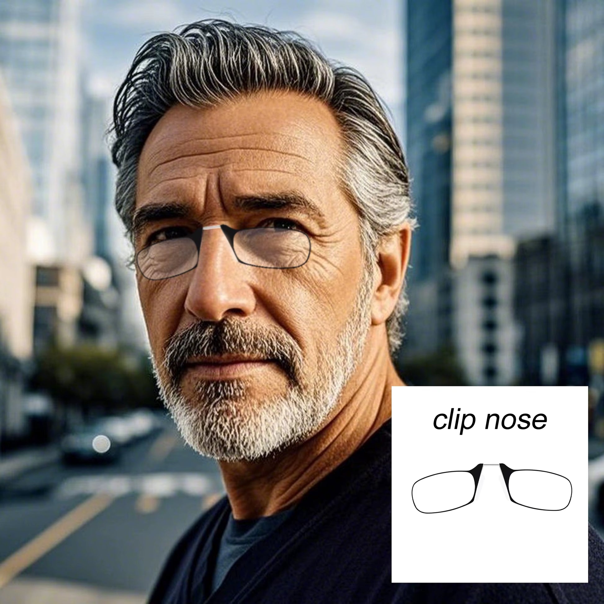 Nose Clip Reading Glasses Man High Quality Men Portable Foam Nose Glasses for Seniors Transparent Eyeglasses with Case