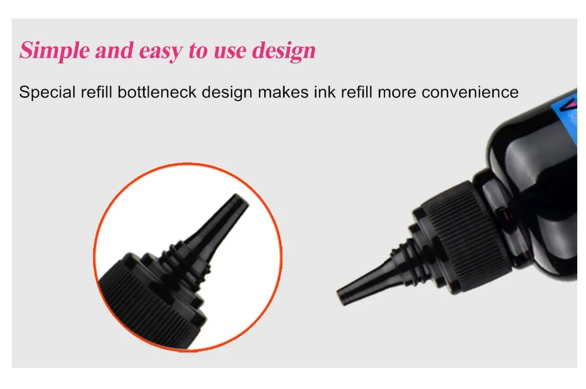 5X100Ml Universal Dye Ink BK C M Y Refill Kit for HP Canon  Brother Dell Deskjet Inkjet Printer ,Tank Ink Cartridge CISS