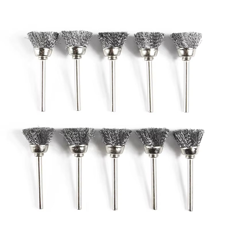 Polishing Wheel Brush 10Pcs 3.Mm Shank Wire Brush for Dremel Rotary Tools Accessories