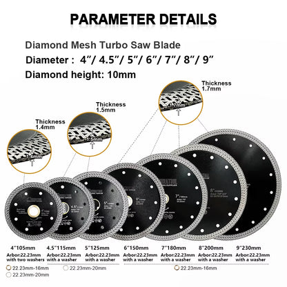 4/4.5/5Inch Diamond Cutting Disc Mesh Turbo Porcelain Tile Marble Stone Cutting Wheel Marble Circular Saw Blade Cutter