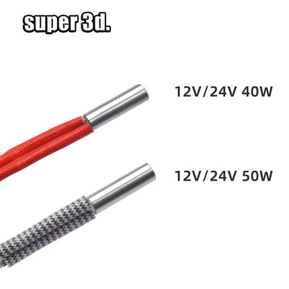 12V/24V 40W 50W Ceramic Cartridge Heater 6*20Mm 1M /2M Cable 3D Printer Print Head Induction Heater Heating Tube Element