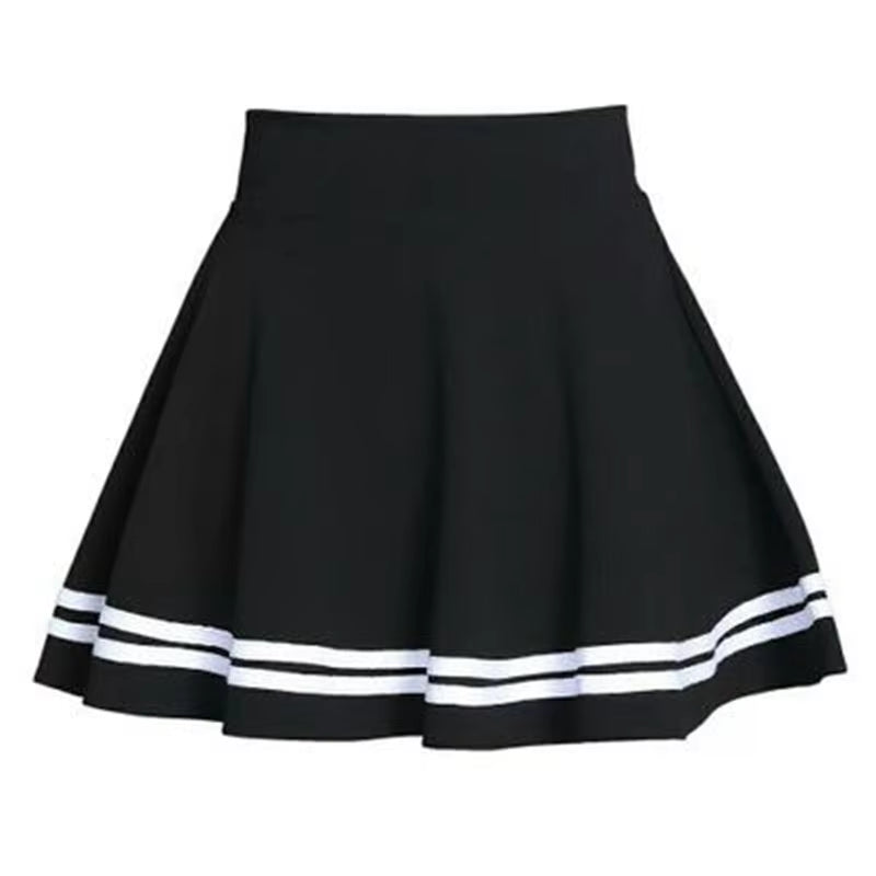 Summer 2025 Women Skirt Elastic Faldas Ladies Midi Skirts Pleated Black Sexy Stripe Girl Mini Short School Skirts Saia Feminina