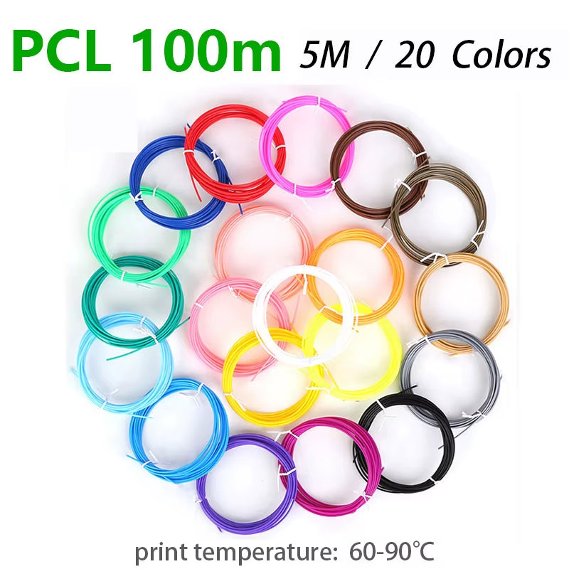 Filament 1.75Mm for 3D Pen 20/ 30 Colors Brilliant Color Filament ABS / PLA/ PCL No Smell Safety Plastic 3D Print Pen Filament