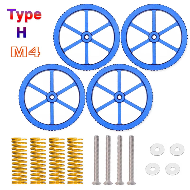 4PCS M3/M4 Screws Nuts Heat Bed Leveling Spring Knob Parts 3D Printers Print Platform Calibration Accessories