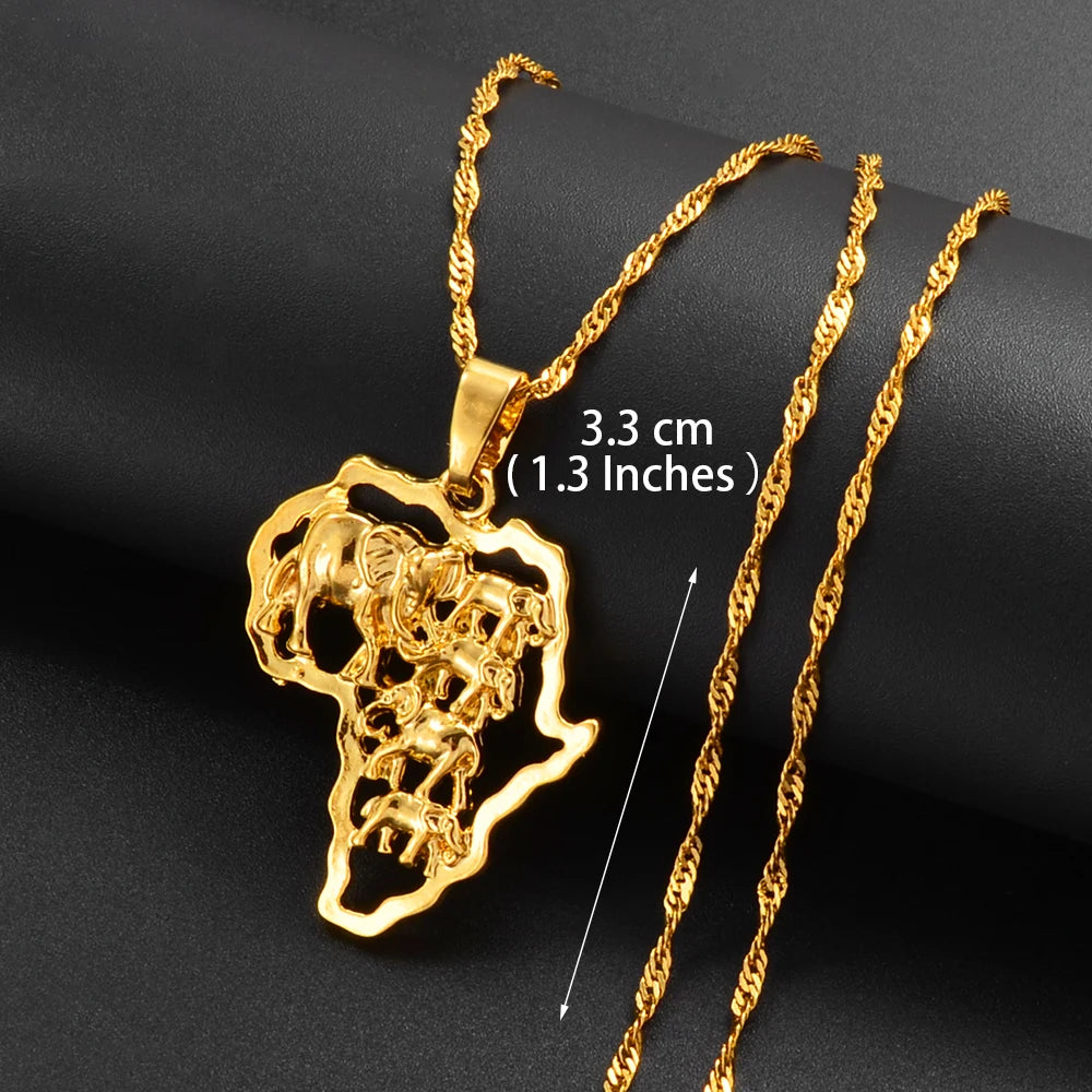 Africa Map Pendant Necklace Women Men Silver Color/Gold Color Ethiopian Jewelry Wholesale African Hiphop Item @132106