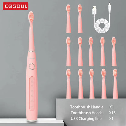 Electric Toothbrush Sonic Rechargeable Top Quality Smart Chip Toothbrush Head Replaceable Whitening Healthy Best Gift !