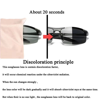 Men Photochromic Polarized Sunglasses Aluminum Frame UV400 Sun Glasses Male Eyewear Driving Goggles