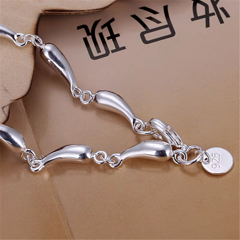 925 Sterling Silver Water Drop Bracelet Luxury Brand Women Bracelet Silver Bracelet Jewelry Christmas Gift
