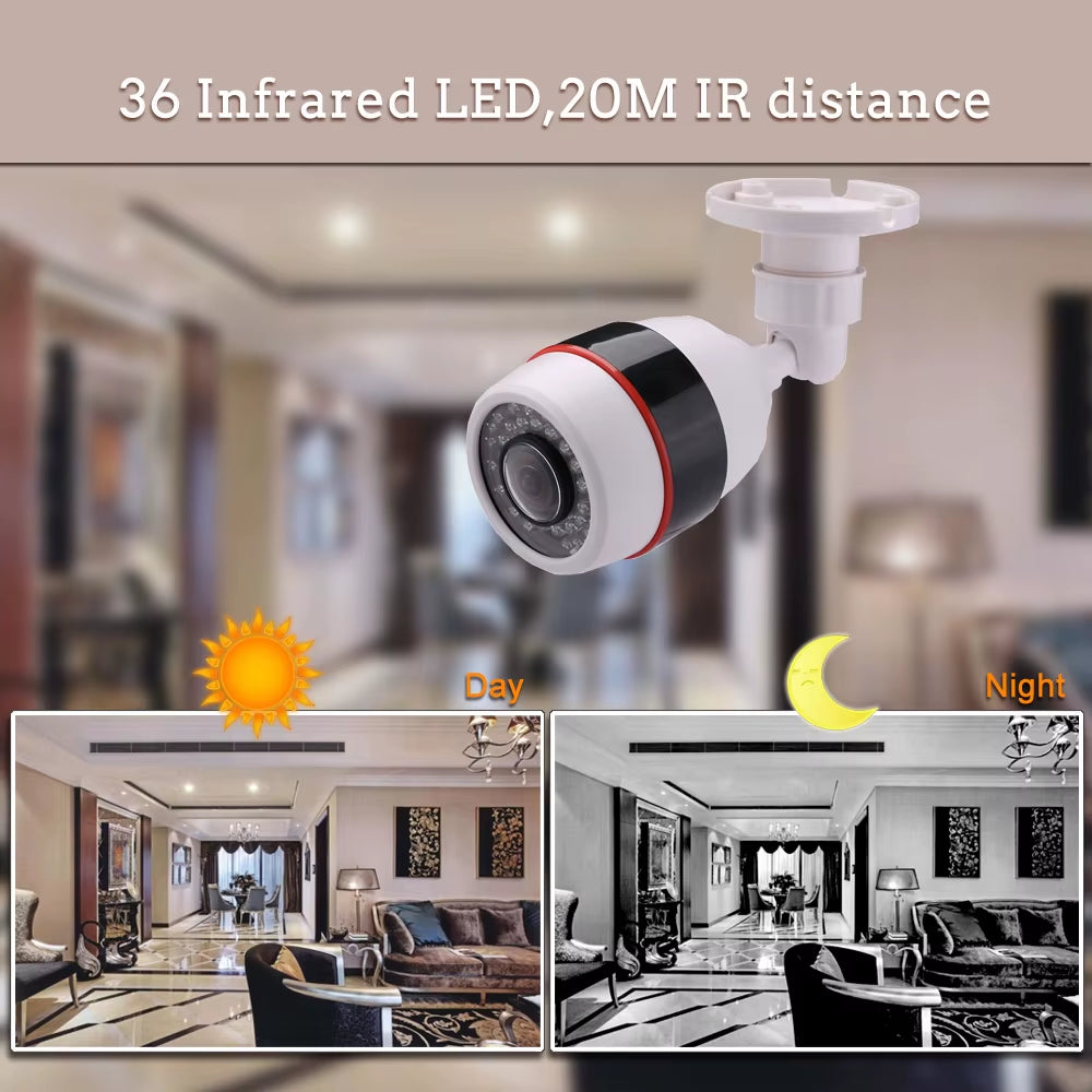 5MP CCTV Camera 5MP 1.7MM Fisheye Lens 180Degree Panoramic AHD Camera Night Vision Waterproof Outdoor Bullet Camera
