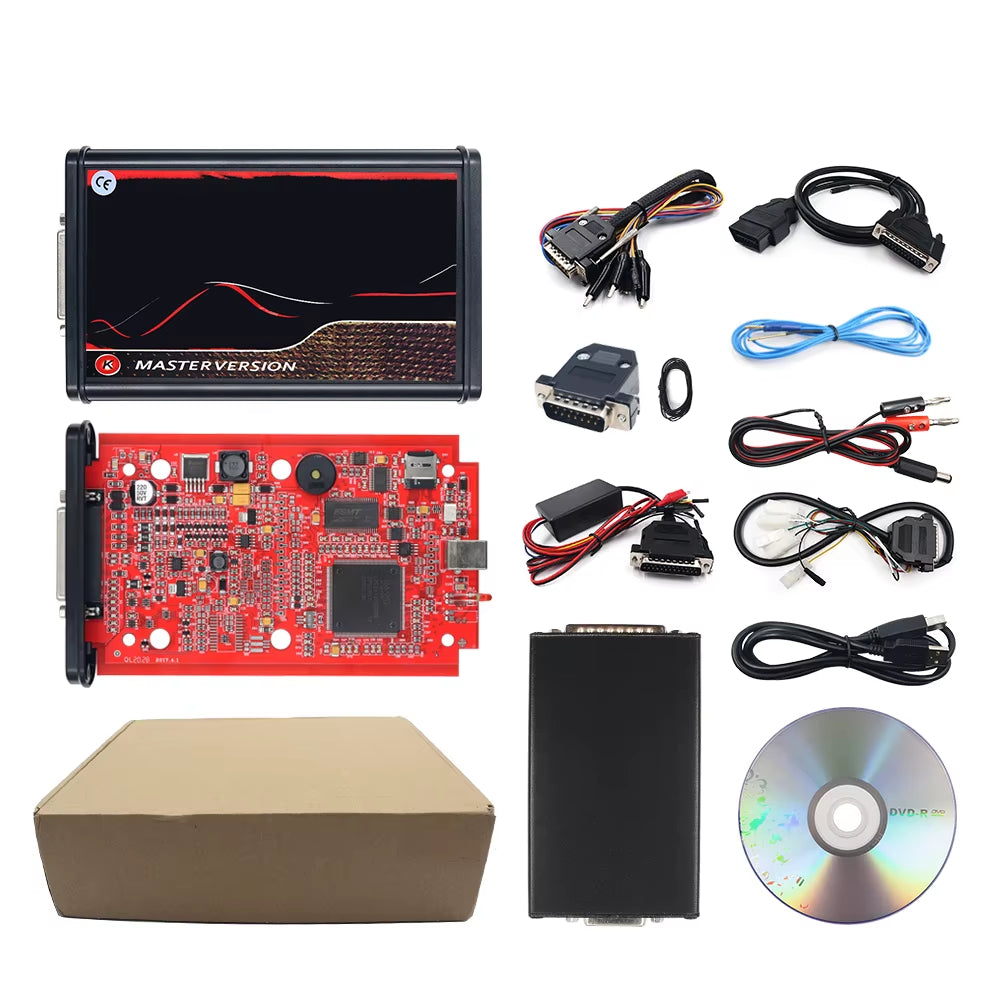 Online 2.80 EU Red  V5.017 OBD2 Manager Remap Kit KTAG V7.020 4 LED BDM Frame 22Pcs Adapters K-TAG 2.25 ECU Flash Tool