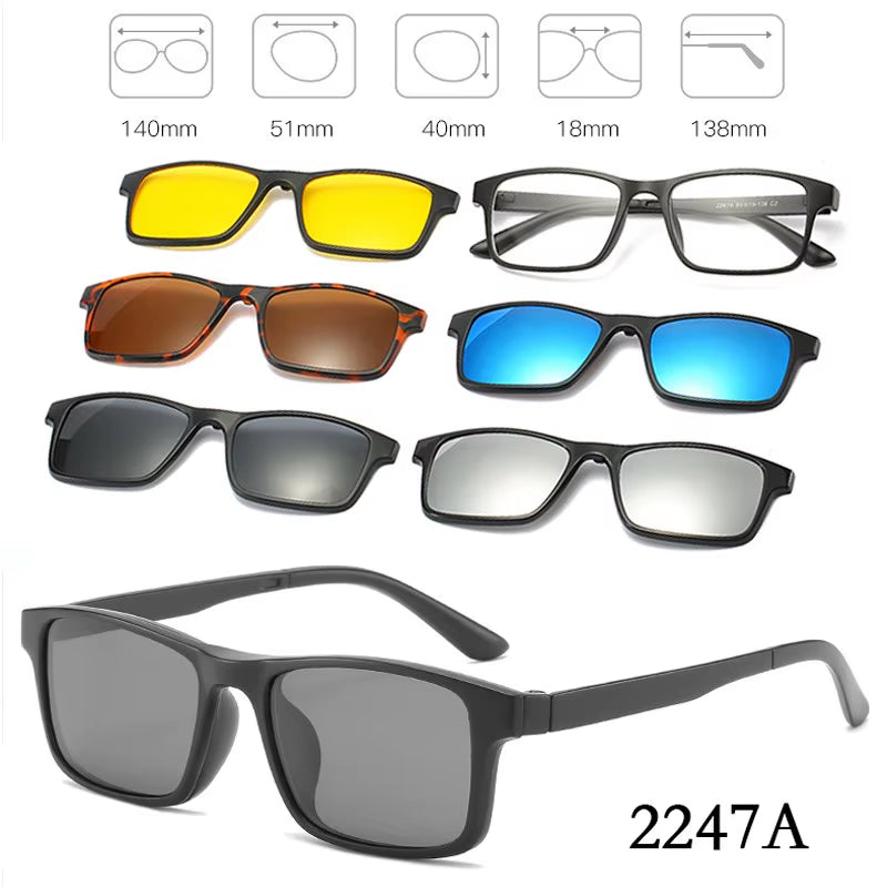 6 in 1 Changed Lens 5 Lenes Magnet Sunglasses Mirrored Sunglasses Glasses Men Polarization Custom Prescription