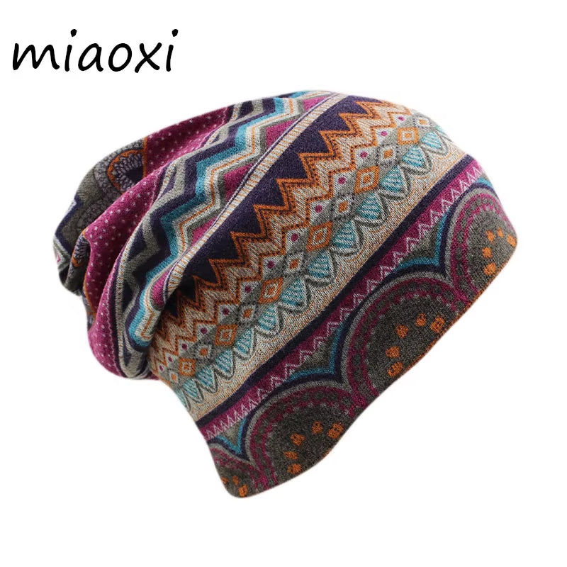 New Women Beanies Skullies Lady Fashion High Quality Hip Hop Floral Winter Hats Scarf Adult Polyester Autumn Outdoor Hats Sale