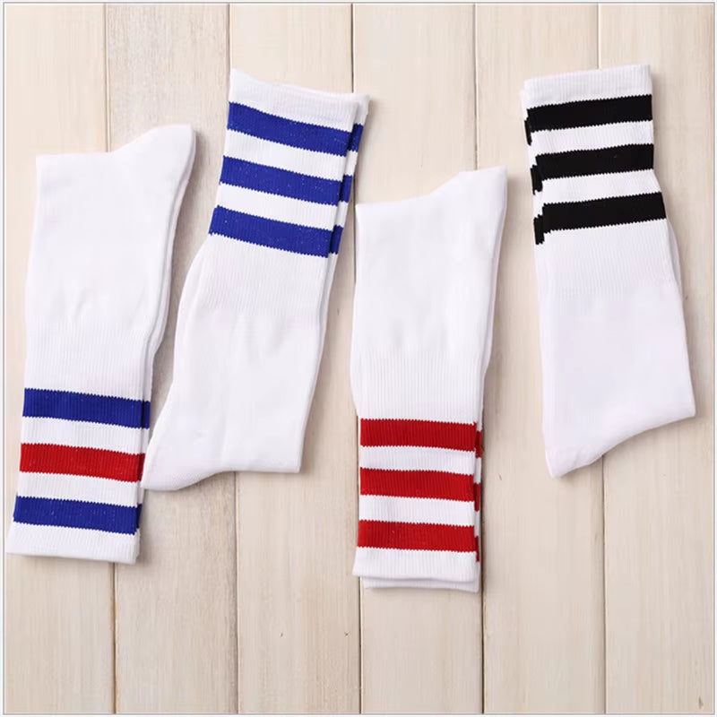 New Men/Women 3 Three Stripes Cotton Socks Retro Old School Hiphop Skate Long Short Meias Harajuku White Black Winter Cool