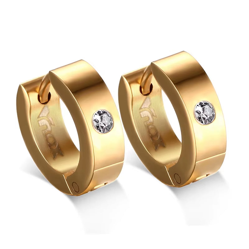 Cute Hoop Earrings for Women Men Stainless Steel Ear Cuff Brincos Huggie Jewelry