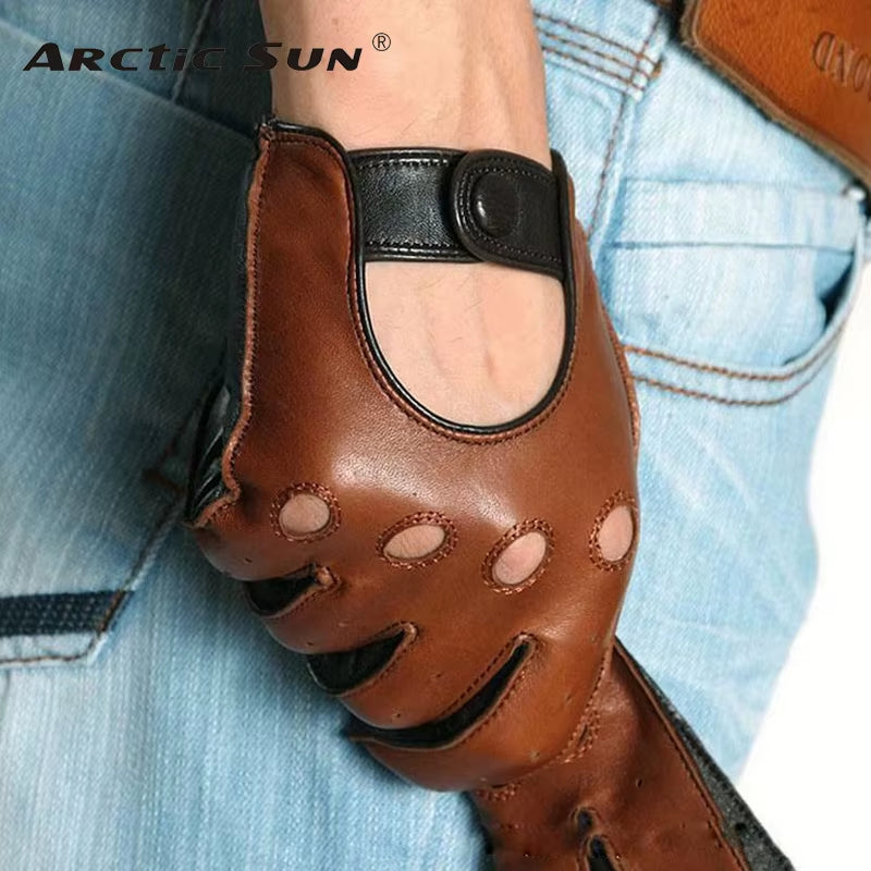Real Leather Gloves Male Spring Autumn Lambskin Leisure Breathable Touchscreen Genuine Leather Sheepskin Men'S Driving M023W
