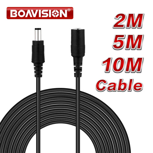 2M 6.56FT/ 5M 16.5FT / 10M 33FT DC Extension 5.5X2.1Mm Power Cord Cable Extender for CCTV Security Camera 12 Volt Extension Cord