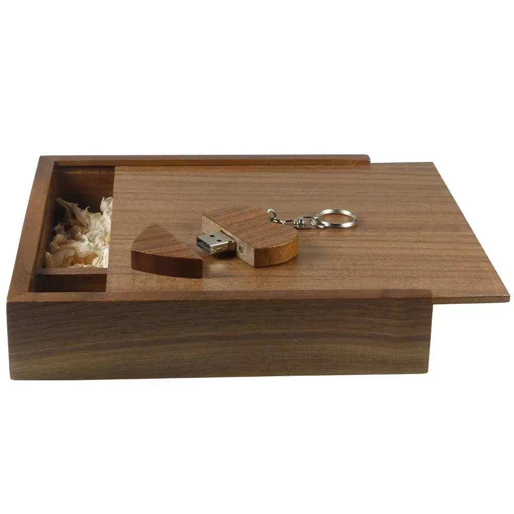 (1 PCS Free LOGO) Photo Unique Album Walnut Wood Usb+Box Pendrive USB Flash Drive 8GB 16GB 32GB 64GB 128GB Photography