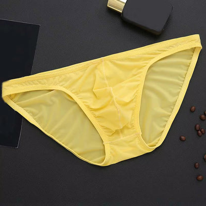 Men'S Briefs Soft Breathable Silk Sexy Underwear Men'S Hot Hips up Transparent Jockstrap Sexy Colorful Undies Cueca