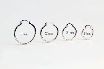 925 Sterling Silver Big Circle Inlaid Zircon Earrings for Women,S925 Argent Women'S Shiny Model Earring 17Mm-40Mm 5 Size