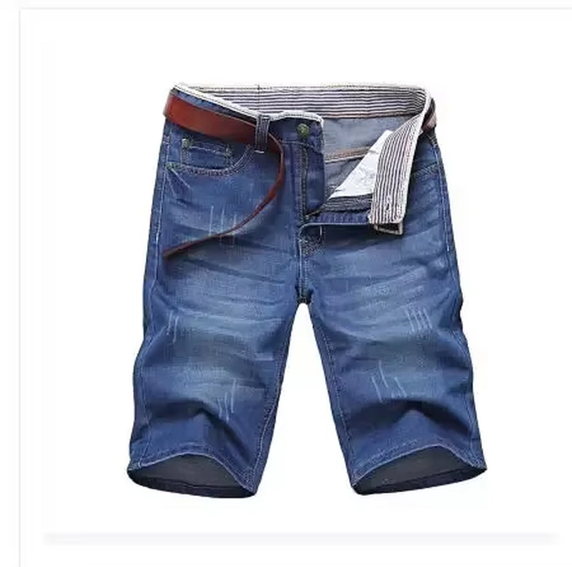 Summer Thin Denim Shorts for Men Good Quality Shorts Jeans Men Cotton Solid Straight Jeans Shorts Male Blue Casual Jeans Size 40