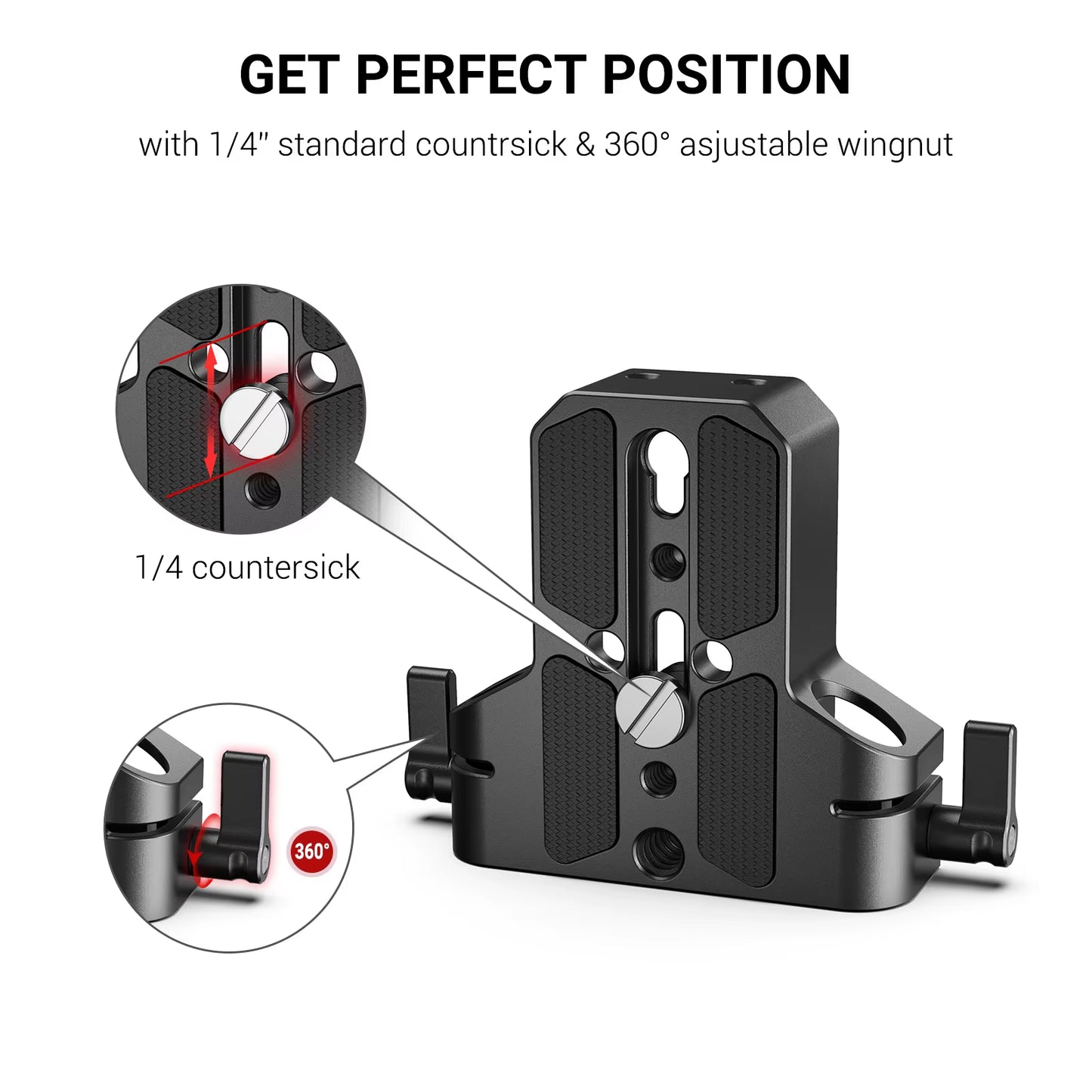 Camera Base Plate with Dual 15Mm Rod Rail Clamp for Sony FS7 A7 Series for Canon C100 C300 C500 for Panasonic GH5 1674