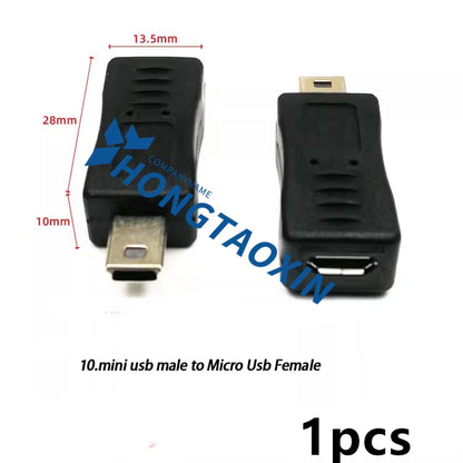 90 Degree Left & Right Angled Mini USB 5Pin Female to Micro USB Male Data Sync Adapter Plug Micro USB to Mini USB Connector