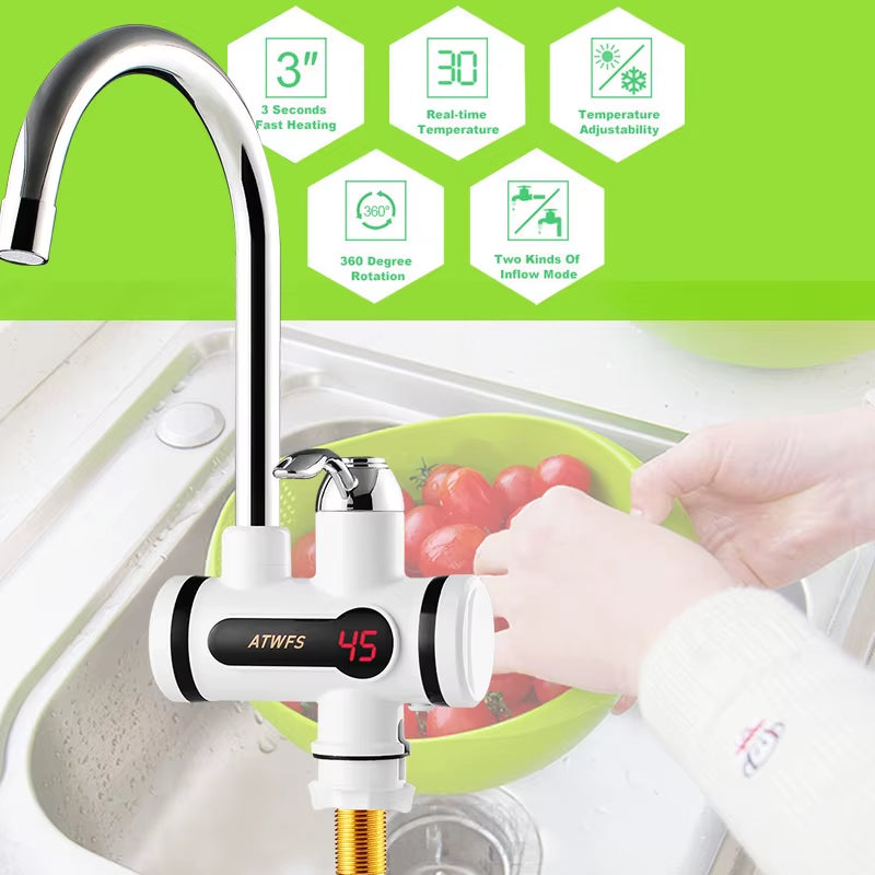Electric Kitchen Water Heater Tap Instant Hot Water Faucet Heater Cold Heating Faucet Tankless Instantaneous Water Heater