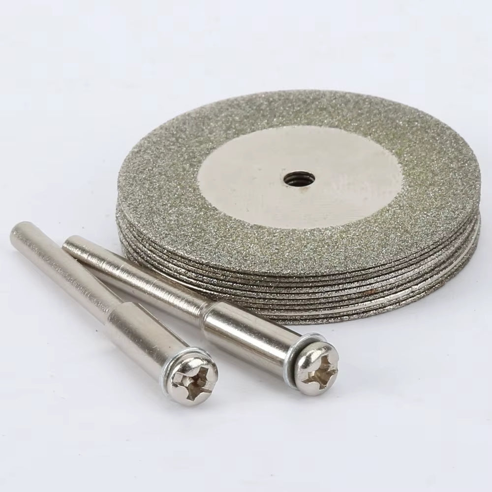 10Pcs 35Mm Stone Jade Glass Diamond Cutting Disc Fit for Rotary Tool Dremel Accessories Drills Cutting Blade with Two Mandrel